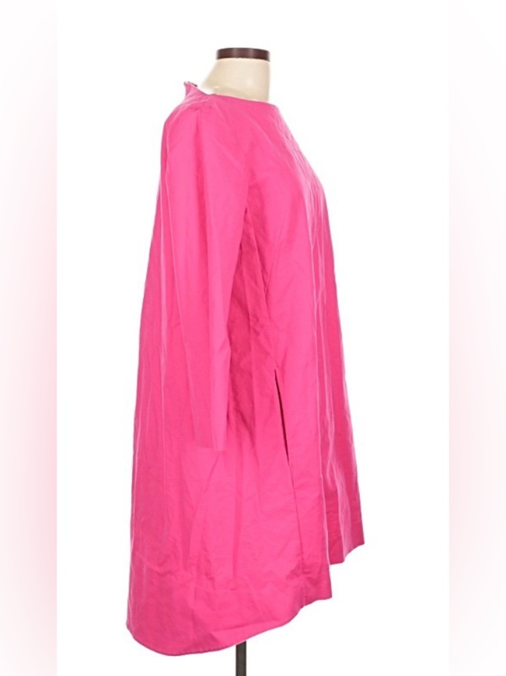 COS Bright Pink Shift Dress Cotton Stretch 3/4 Sleeve Knee Length Size 12 - Picture 4 of 8
